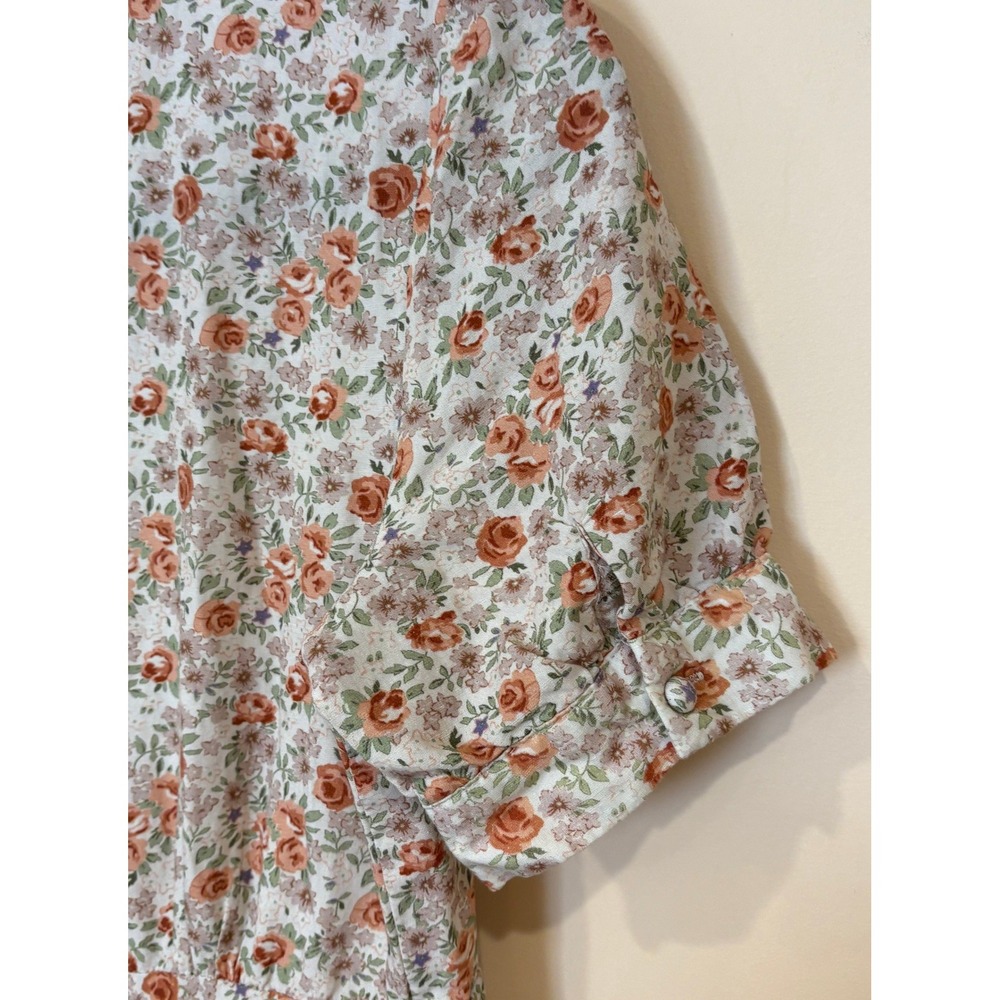 Bohme Dress Forum Midi Dress Womens Small Floral Linen Blend High Low Button Up - Picture 12 of 12